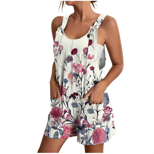 🌞 Summer Chic Rompers 👗 | Wide-Leg Jumpsuit with Tie Straps 🎀 & Pockets 👜 – Comfy & Casual Must-Have!