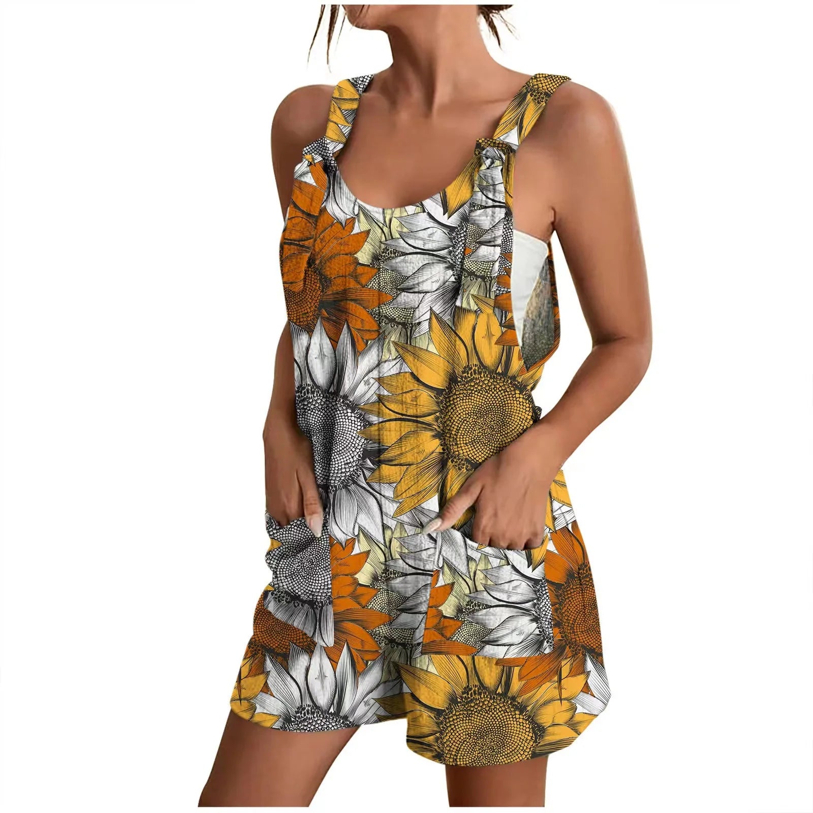 Womens Summer Romper With Wide Leg Fit And Tie Straps Pockets Casual Chic Must Have