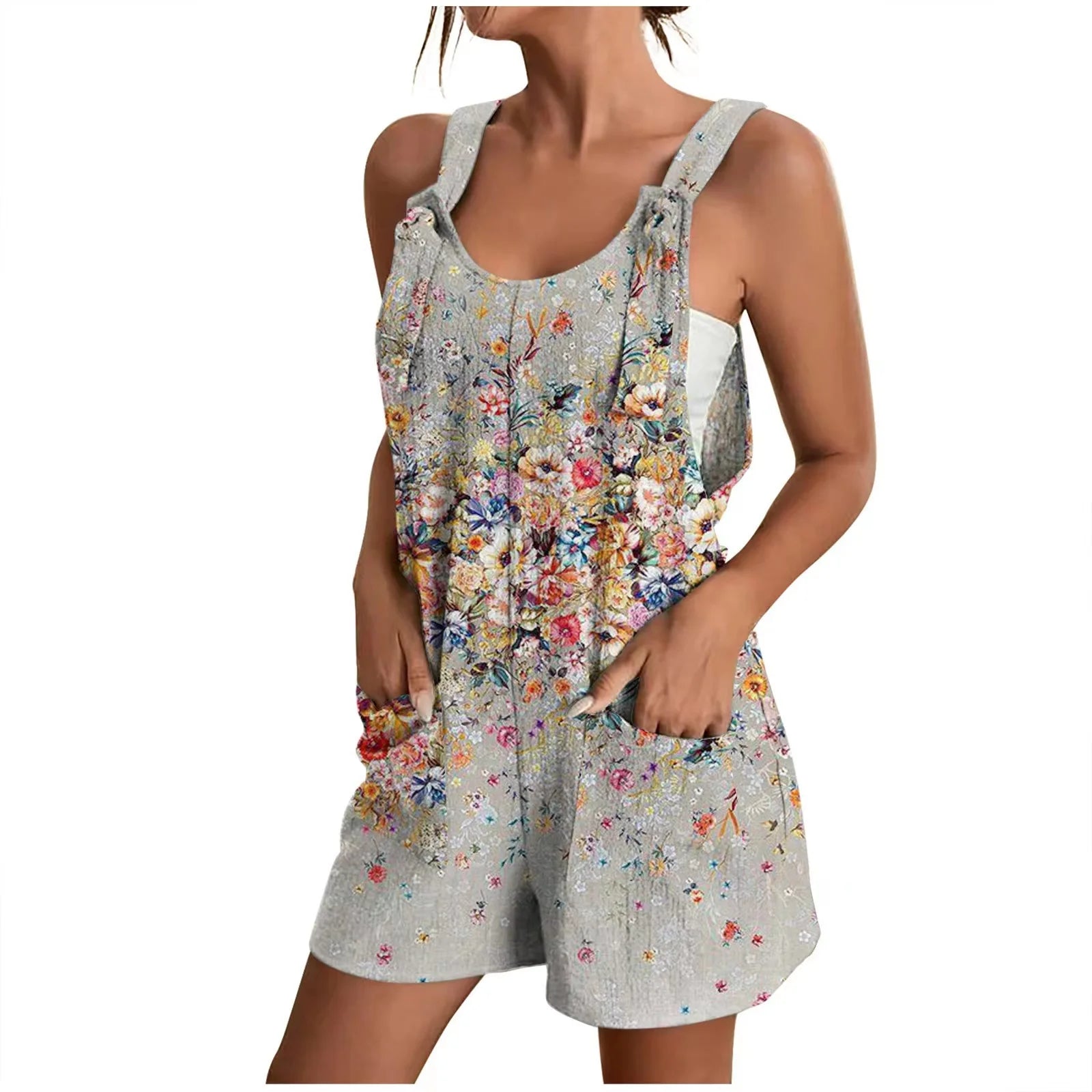 Womens Summer Romper With Wide Leg Fit And Tie Straps Pockets Casual Chic Must Have