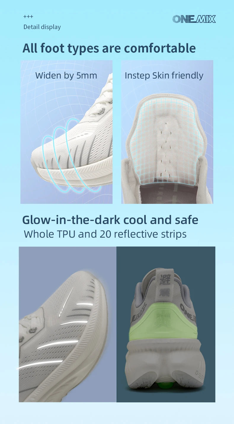 ONEMIX Men Running Shoes Outdoor Fitness Anti Skid Cushioning Ultra Light Support Comfort Trainers Sneakers