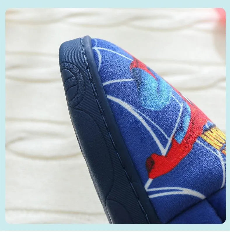 Spiderman Cartoon Printed Cotton Slippers For Kids Indoor Shoes Cozy Warmth For Autumn Winter Boys Slippers
