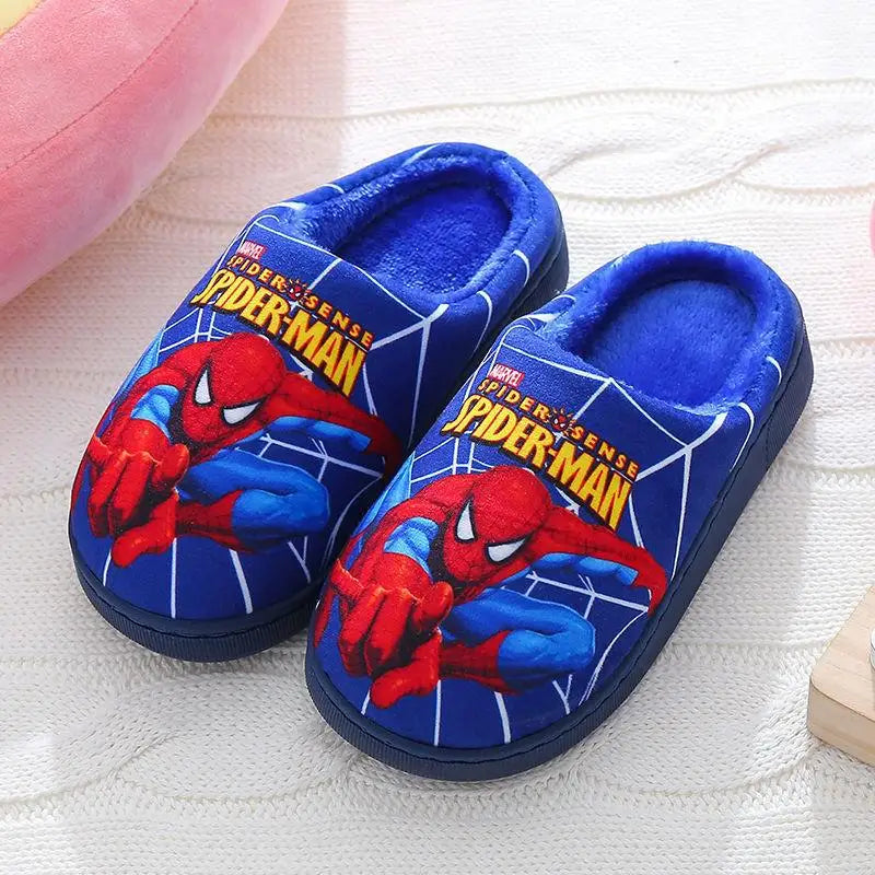 Spiderman Cartoon Printed Cotton Slippers For Kids Indoor Shoes Cozy Warmth For Autumn Winter Boys Slippers
