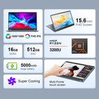 Ninkear YBOOK15 Laptop Ryzen 3 3200U 15.6 Inch FHD IPS Touchscreen 16GB RAM 512GB SSD Windows 11 Backlit Keyboard
