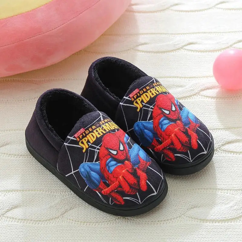 Spiderman Cartoon Printed Cotton Slippers For Kids Indoor Shoes Cozy Warmth For Autumn Winter Boys Slippers