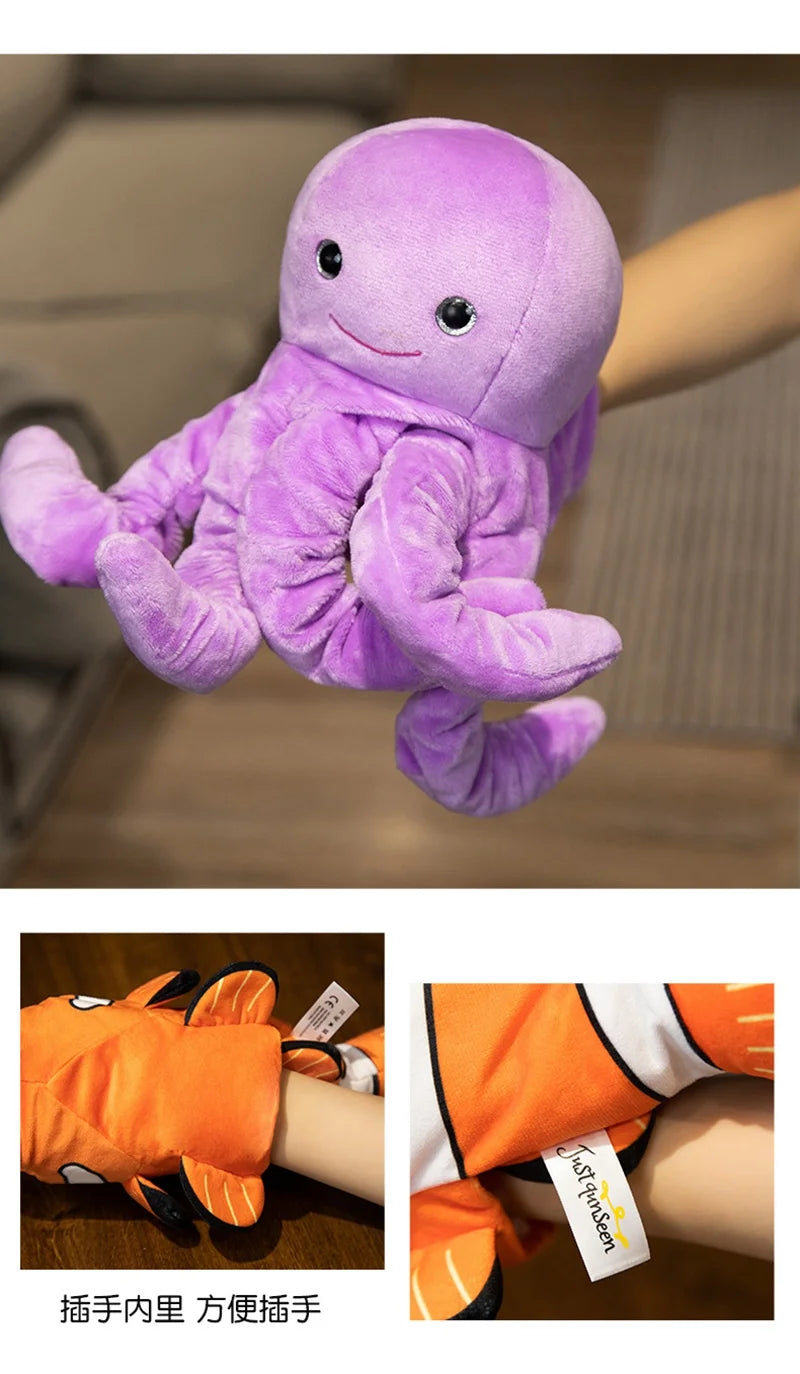 Kawaii Finger Puppets Plush Toys Octopus Penguin Clownfish Educational Storytime Toys for Imaginative Play Birthday Gift