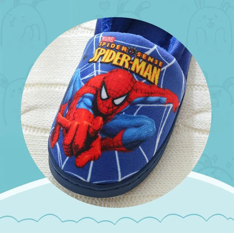 Spiderman Cartoon Printed Cotton Slippers For Kids Indoor Shoes Cozy Warmth For Autumn Winter Boys Slippers