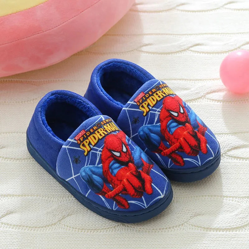 Spiderman Cartoon Printed Cotton Slippers For Kids Indoor Shoes Cozy Warmth For Autumn Winter Boys Slippers