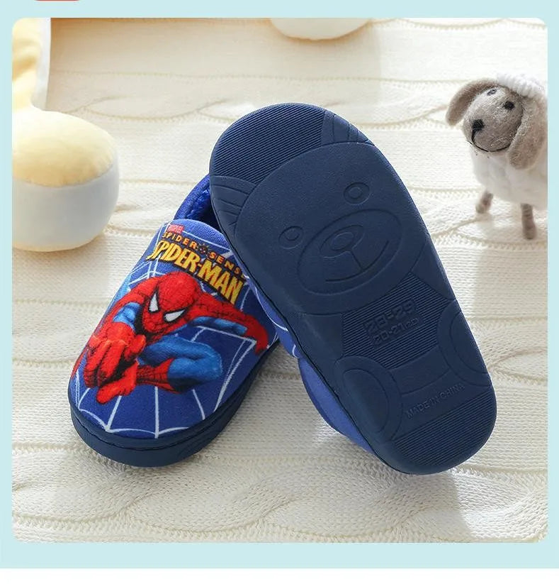 Spiderman Cartoon Printed Cotton Slippers For Kids Indoor Shoes Cozy Warmth For Autumn Winter Boys Slippers