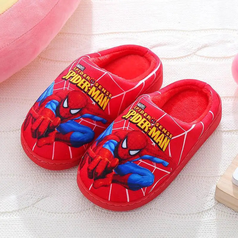 Spiderman Cartoon Printed Cotton Slippers For Kids Indoor Shoes Cozy Warmth For Autumn Winter Boys Slippers