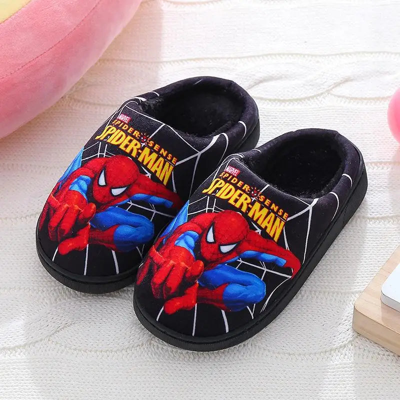 Spiderman Cartoon Printed Cotton Slippers For Kids Indoor Shoes Cozy Warmth For Autumn Winter Boys Slippers