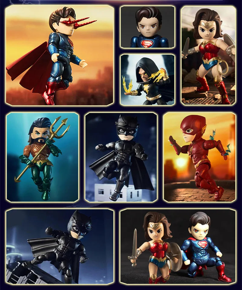 Fondjoy Justice League 10cm Action Figure Set Collectible Superman Batman Aquaman Black Adam Wonder Woman The Flash