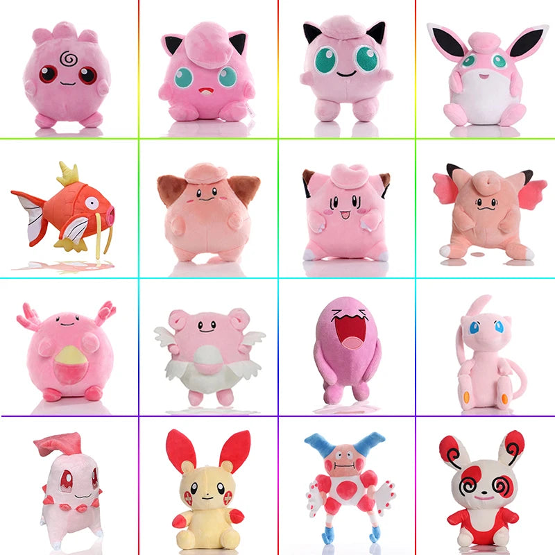 Adorable 20cm Pokémon Plush Collection: Wigglytuff, Jigglypuff, Clefairy, Mr. Mime, Blissey, Mew, Slowpoke, and Lickitung - Perfect Gift for Kids!