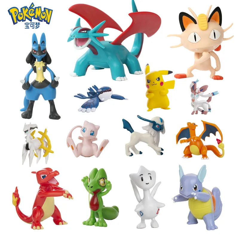 Pokemon Anime Figures Set Featuring Pikachu Mewtwo Flying Dragon Meowth Collection Figure Action Toys Gift Set Bulk Lot