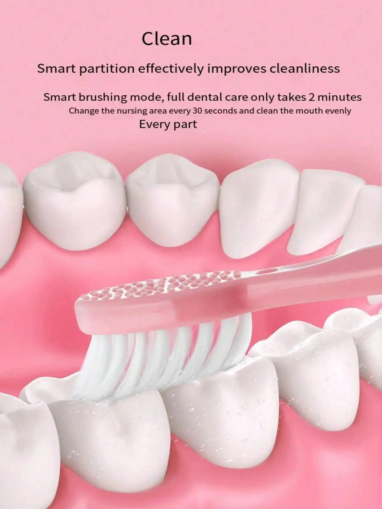 Electric Toothbrush For Adults With Soft DuPont Bristles Portable Battery IPX6 Waterproof Intelligent Oral Care