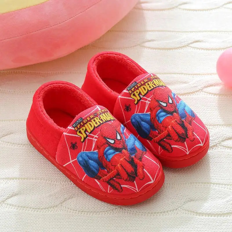 Spiderman Cartoon Printed Cotton Slippers For Kids Indoor Shoes Cozy Warmth For Autumn Winter Boys Slippers